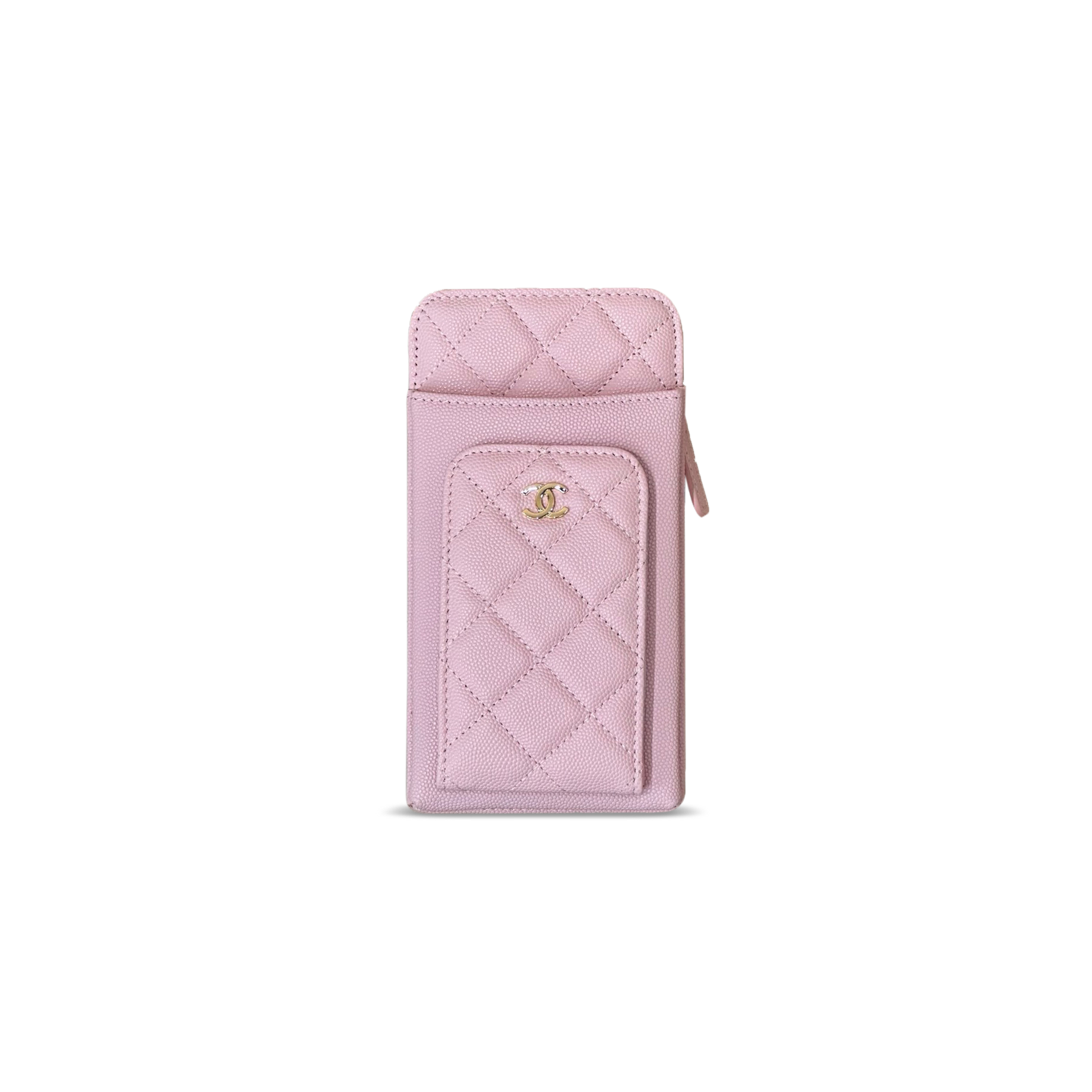 CHANEL CAVIAR QUILTED CC PHONE HOLDER LIGHT PINK (18*10*3cm)